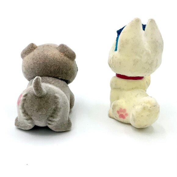 Miniature Flocked Dogs Figures Animal Puppies & Basket 1 1/4”-1 1/2” Lot Of 3 - Picture 5 of 15